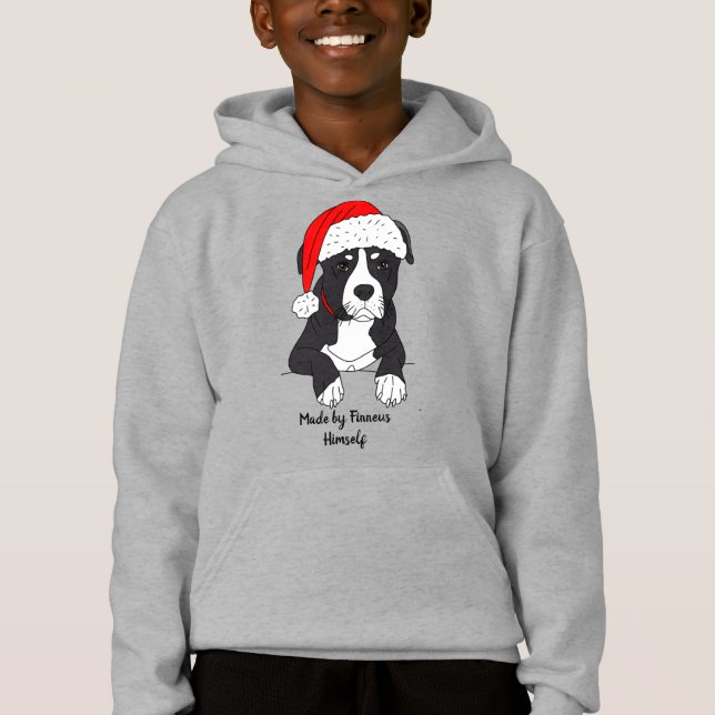 Cute Pitbull Cartoon with Santa Hat (Front)