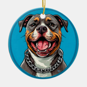 Cute Pitbull dog Ceramic Tree Decoration
