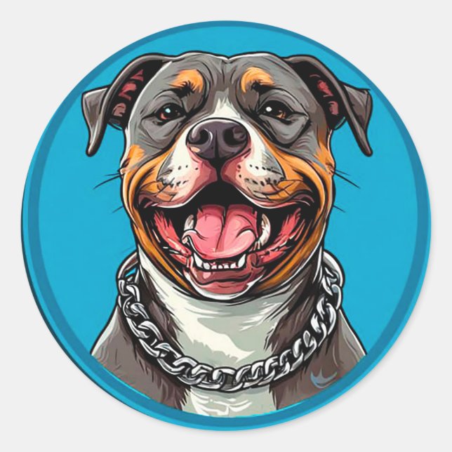 Cute Pitbull dog Classic Round Sticker (Front)