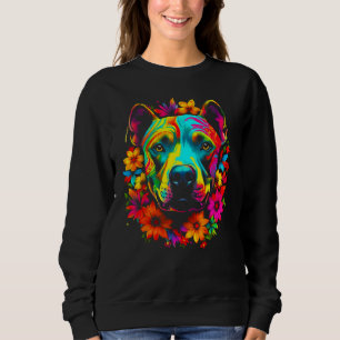 Cute Pitbull Dog Flowers Sweatshirt