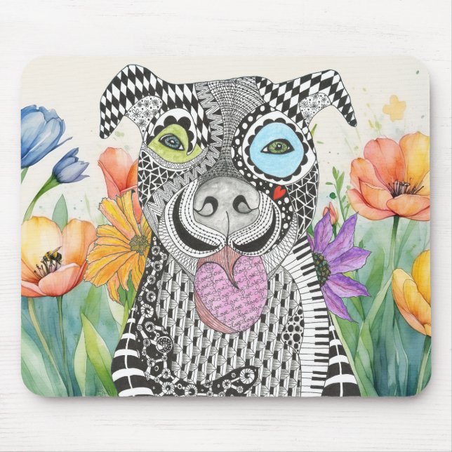 Cute Pitbull Dog Mousepad (Front)