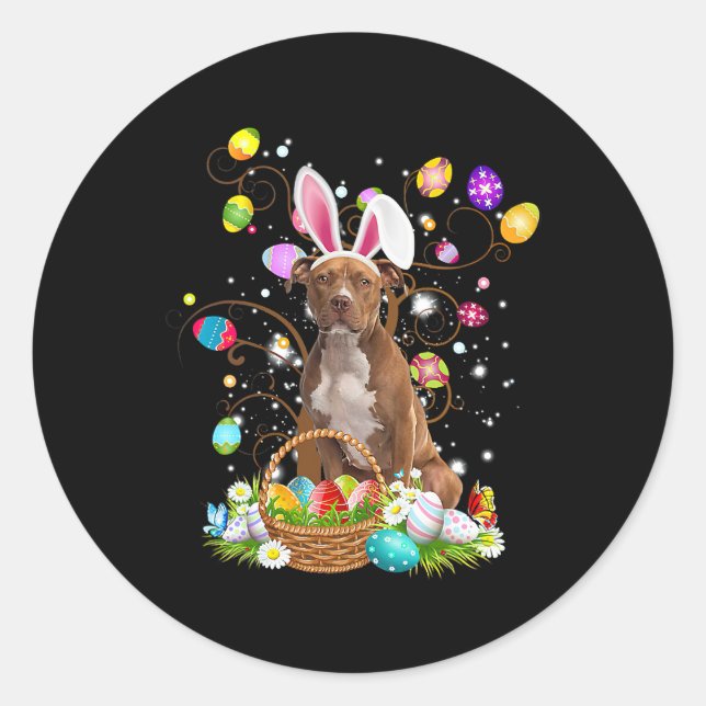 Cute Pitbull Egg Shirt Easter Day Dog Dad Dog Mum Classic Round Sticker (Front)
