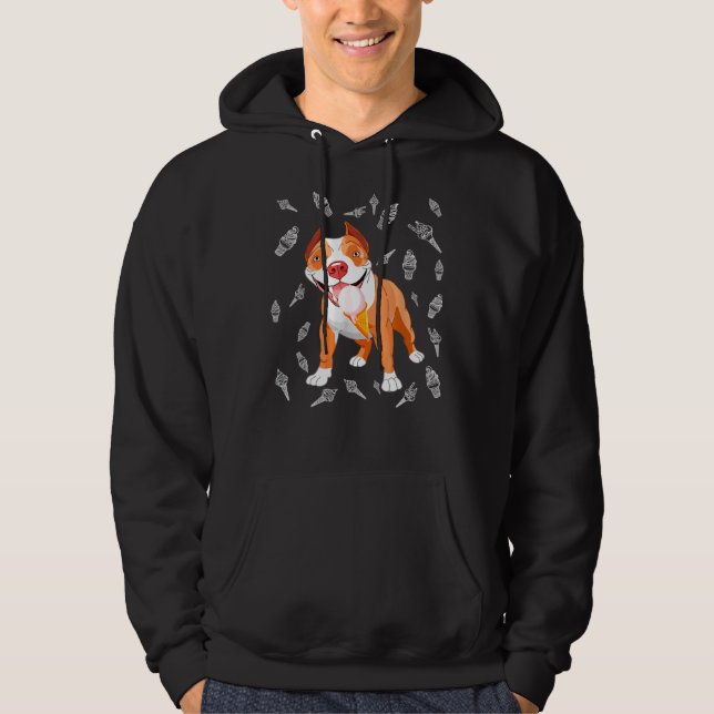 Cute Pitbull Ice Cream Lover Funny Ice Cream Cone Hoodie (Front)