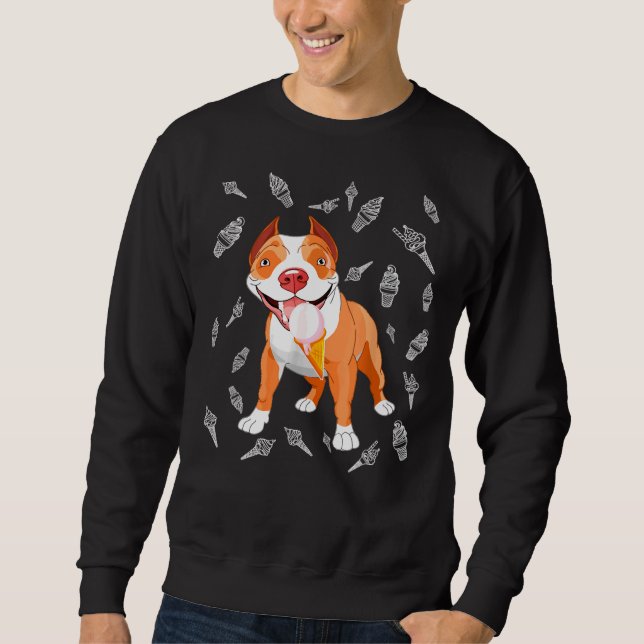 Cute Pitbull Ice Cream Lover Funny Ice Cream Cone Sweatshirt (Front)