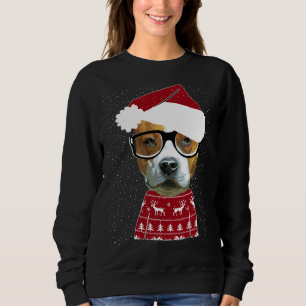 Cute Pitbull In Santa Hat Ugly Christmas Sweater M