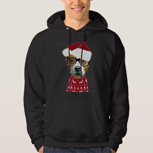 Cute Pitbull In Santa Hat Ugly Christmas Sweater M (Front)