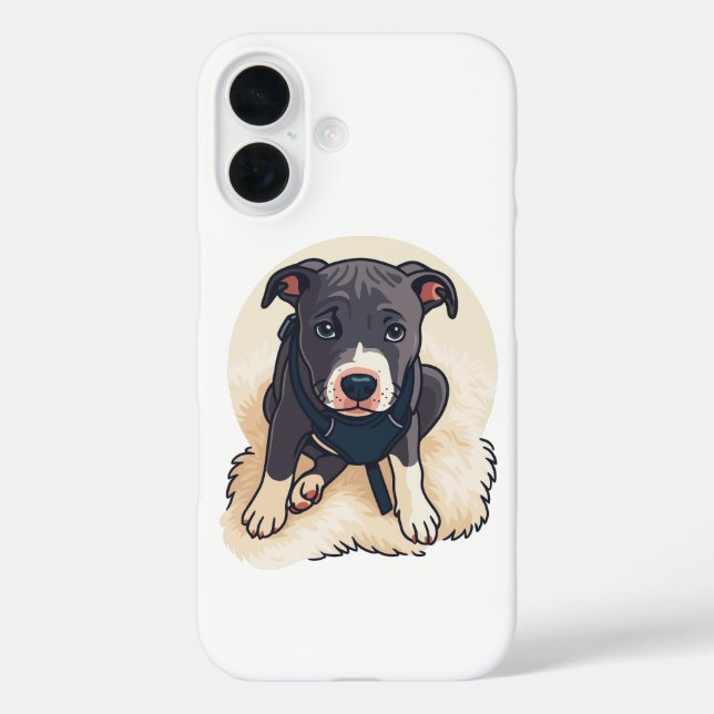 Cute Pitbull Puppy Dog Cartoon Design Case-Mate iPhone Case (Back)
