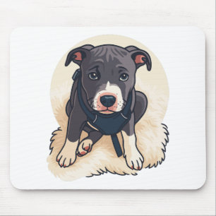 Cute Pitbull Puppy Dog Cartoon Design Mouse Pad