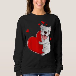 Cute Pitbull Valentines Day Holding Heart My Valen Sweatshirt