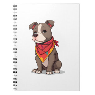 Cute Pitbull with Bandana Adorable Dog Lover Gif Notebook
