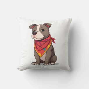 Cute Pitbull with Bandanna Adorable Dog Lover Gif Cushion