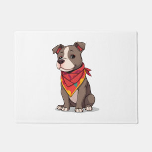 Cute Pitbull with Bandanna Adorable Dog Lover Gif Doormat