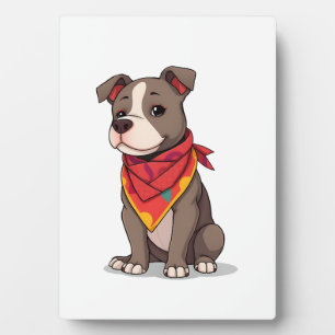 Cute Pitbull with Bandanna  Adorable Dog Lover Gif Plaque