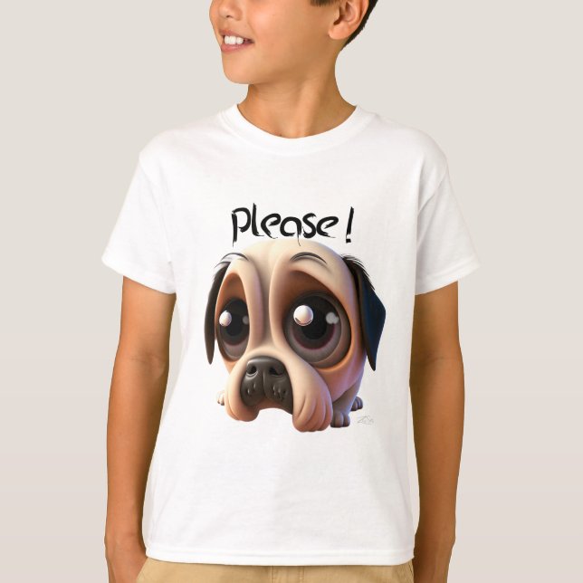 Cute pitiful dog begging cartoon dog 3D T-Shirt (Front)