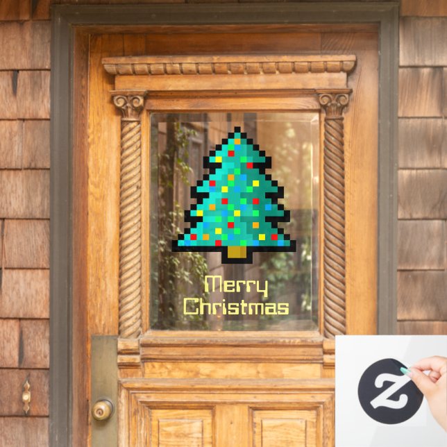 Cute Pixel Art Christmas Tree Funny Geeky Custom (Home Door)