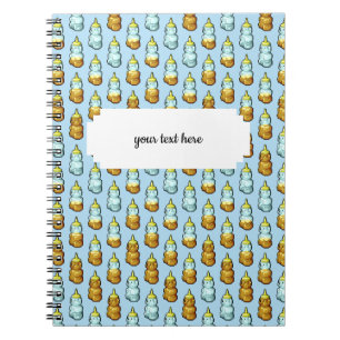 Cute Pixel Art Honey Bear Bottles Pattern Notebook