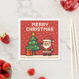 Cute pixel art Santa Claus Napkin