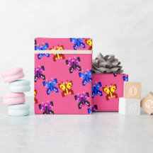 Cute Pixel Butterfly Pattern Hot Pink Background