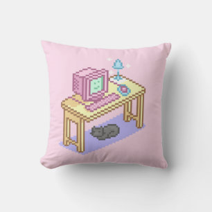 Cute Pixel Computer Throw Pillow