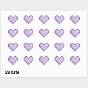Cute Pixel Purple Heart Sticker   Kawaii Retro 8-B