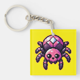 Cute Pixel Spider Key Ring