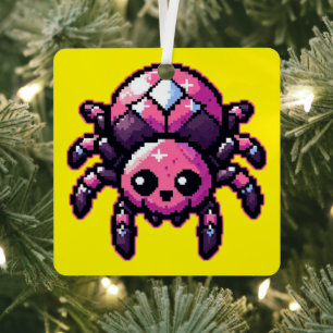 Cute Pixel Spider Metal Tree Decoration