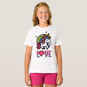 Cute Pixel Unicorn Love Retro Gaming T-Shirt
