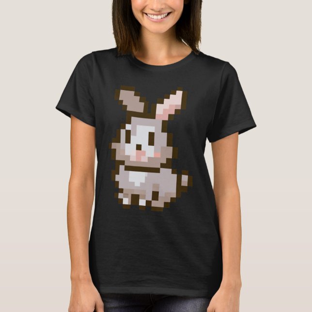 Cute Pixelated Easter Video Game Easter Bunny Gami T-Shirt (Front)