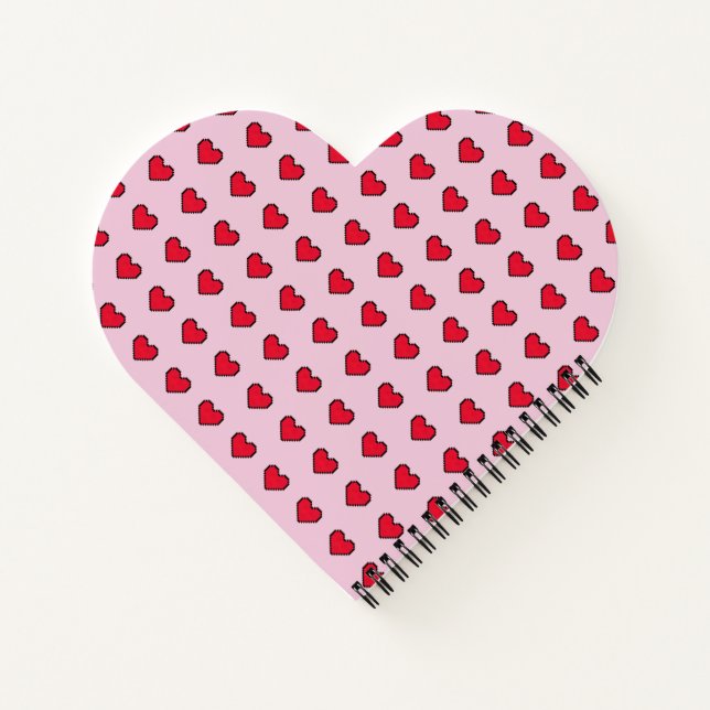 Cute pixelated heart shape notebook (Back)