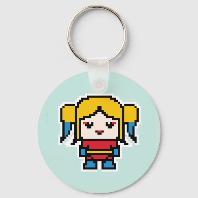 Cute pixeled bad girl key ring (Front)