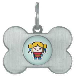 Cute pixeled bad girl pet ID tag