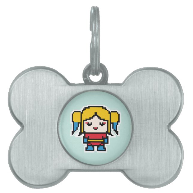Cute pixeled bad girl pet ID tag (Front)