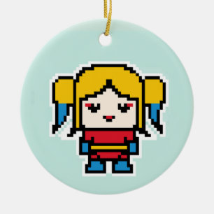 Cute pixeled bad girl throw pillow pocket watch se ceramic tree decoration