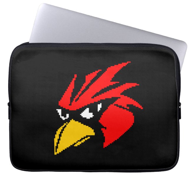 Cute pixeled bird face laptop sleeve (Front)