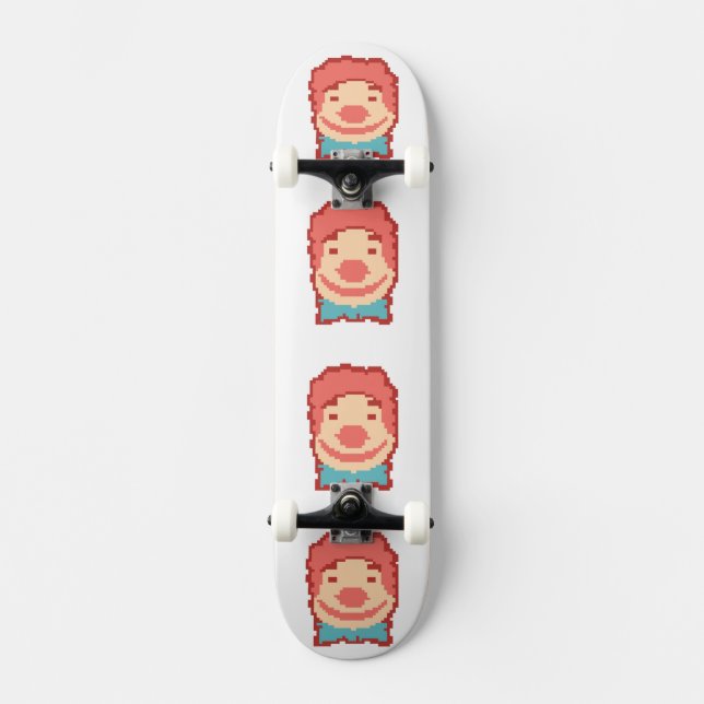 Cute pixeled clown face  throw pillow skateboard (Front)