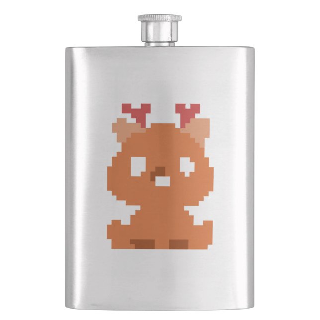 Cute pixeled deer baby hip flask (Front)