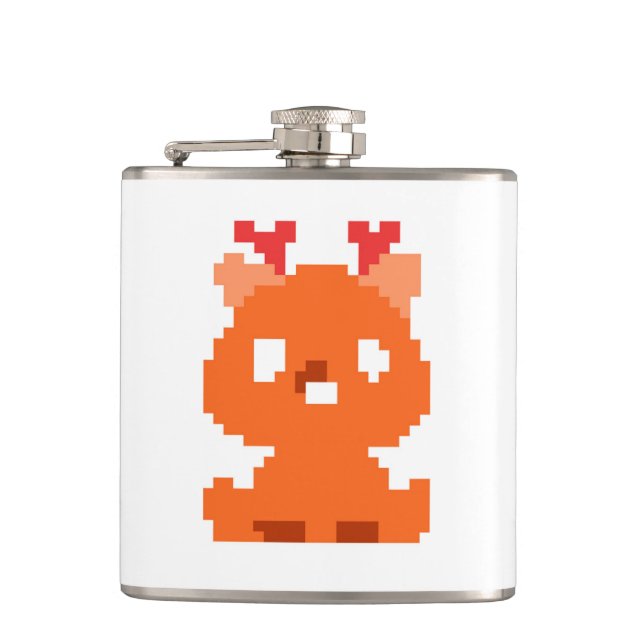 Cute pixeled deer baby hip flask (Front)