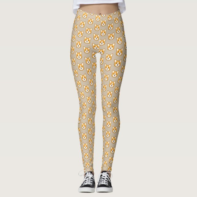 Cute pixeled dog face leggings (Front)