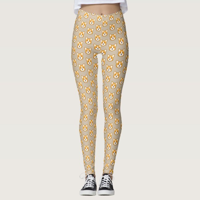 Cute pixeled dog face throw pillow beverage pitche leggings (Front)
