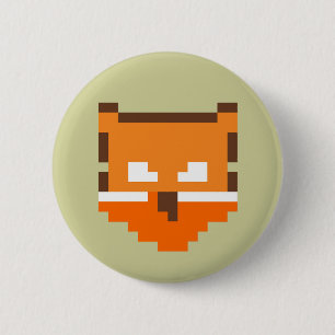 Cute pixeled fox face 6 cm round badge