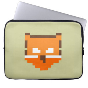 Cute pixeled fox face laptop sleeve