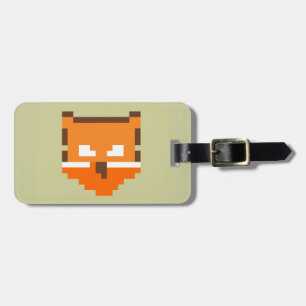 Cute pixeled fox face luggage tag