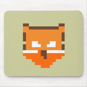 Cute pixeled fox face mouse pad