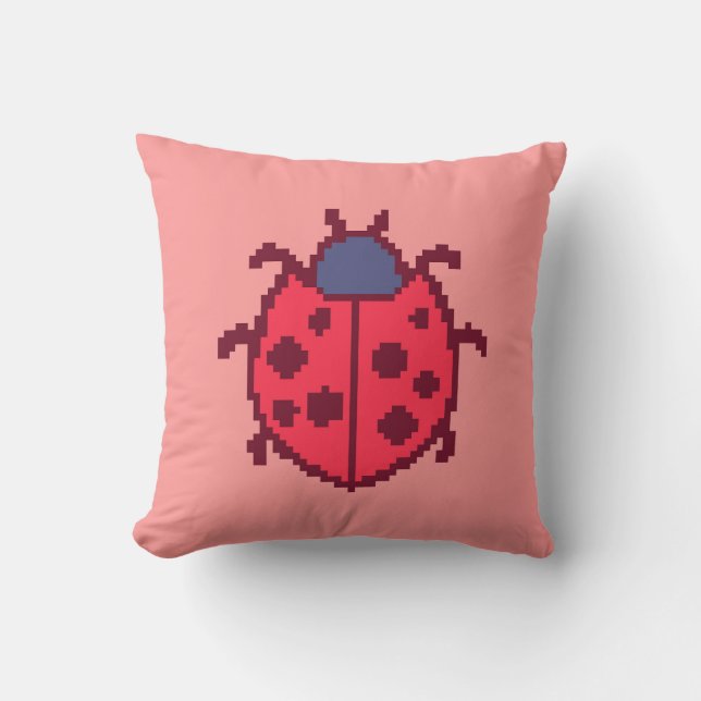 Cute pixeled ladybug insect  cushion (Front)