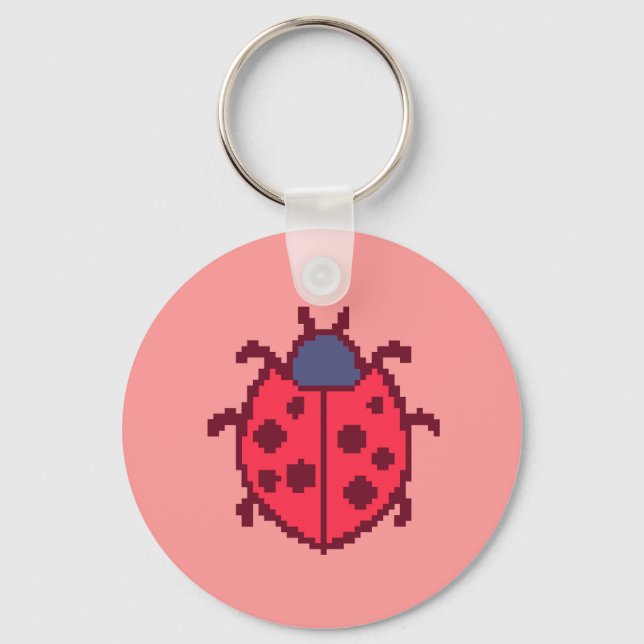 Cute pixeled ladybug insect  key ring (Front)
