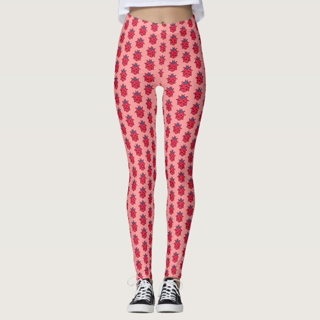 Cute pixeled ladybug insect  leggings (Front)
