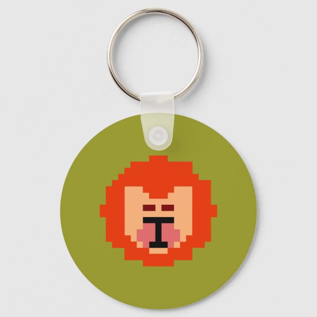 Cute pixeled lion face  key ring (Front)