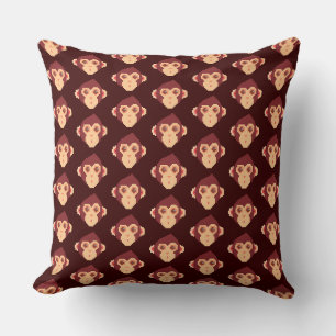 Cute pixeled monkey face cushion