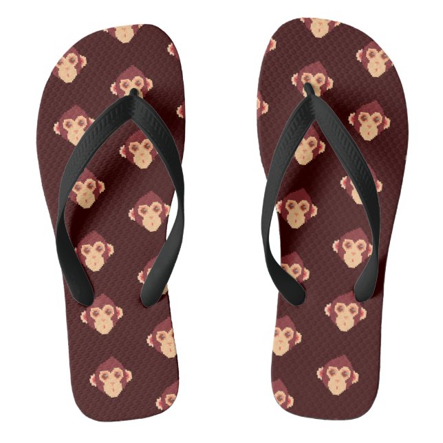 Cute pixeled monkey face jandals (Footbed)
