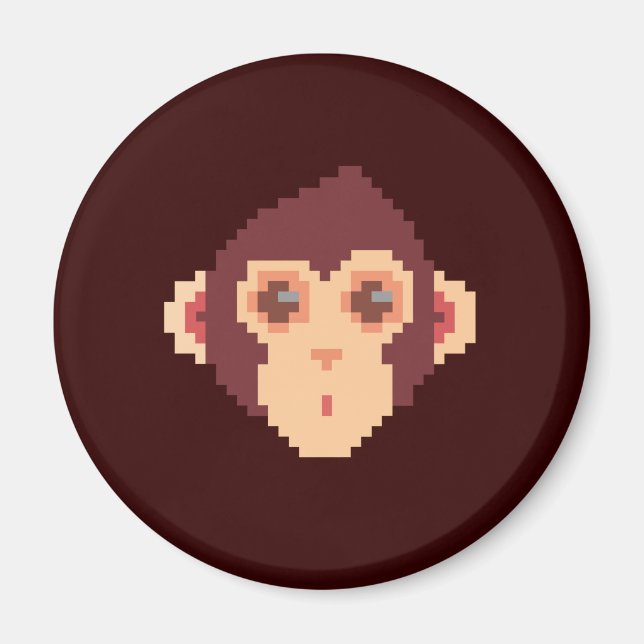 Cute pixeled monkey face magnet (Front)